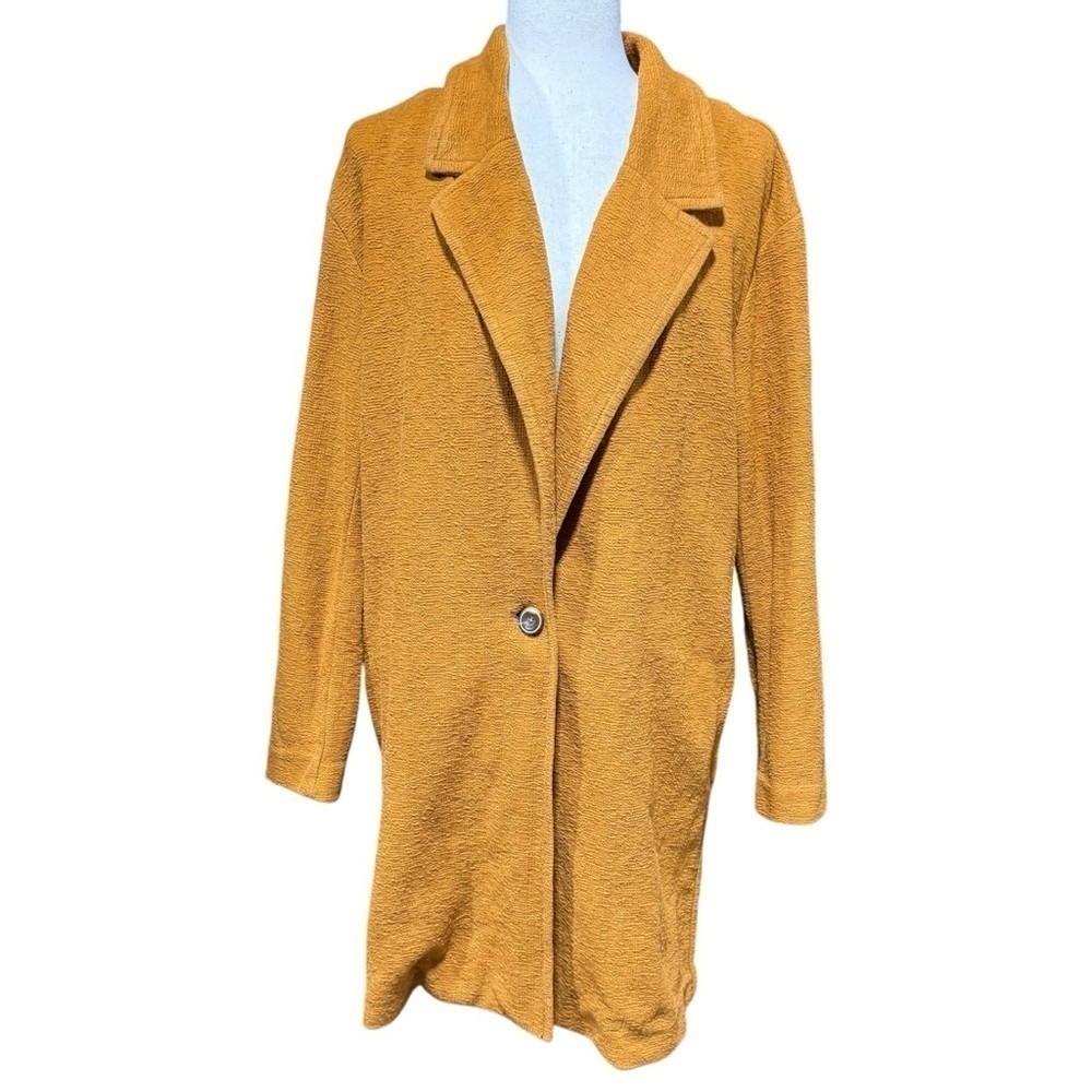 Anthropologie Corinthia Knit Blazer Duster Small Camel‎ Lagenlook Office Cotton